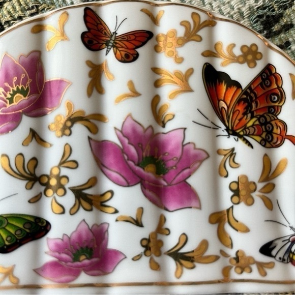 VINTAGE Fine Porcelain Butterfly Letter Holder By Allison L L - Picture 3 of 4